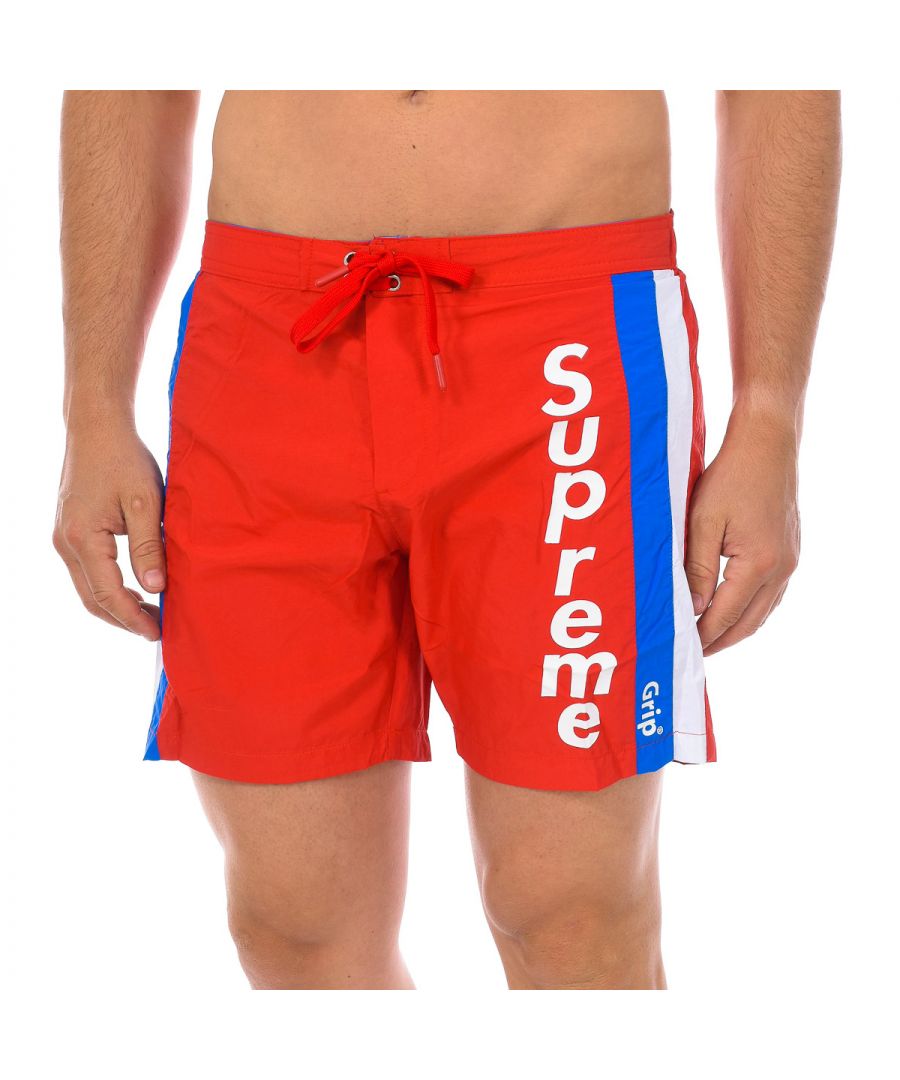 Supreme Mens mid-length boxer swimsuit CM-30058-BP - Red Polyamide - Size Medium