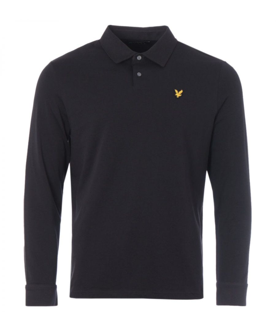 Image for Lyle & Scott Woven Jersey Long Sleeve Polo Shirt - Black