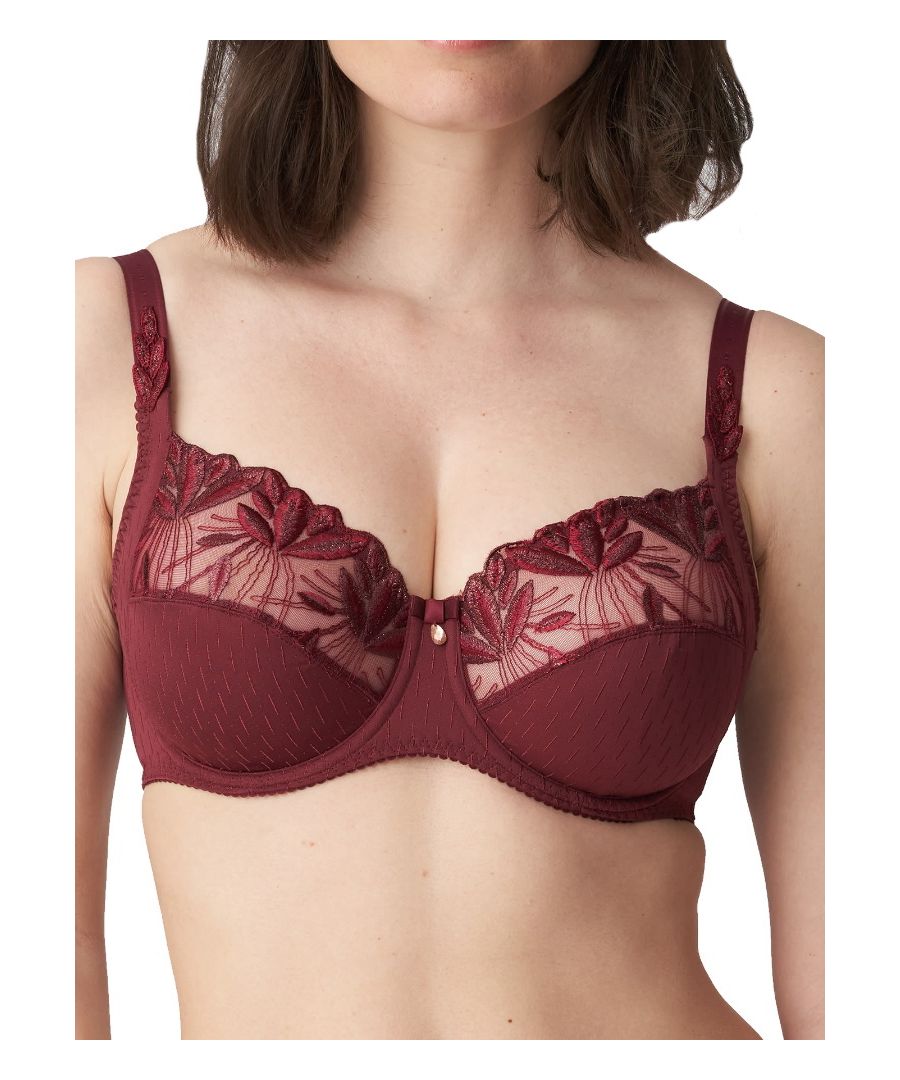 PrimaDonna Orlando Full Cup Bra. Three-piece with subtle embroidery and adjustable straps. Product is made of 87% Polyamide, 7% Elastane, 6% Polyester and is recommended cold wash only.