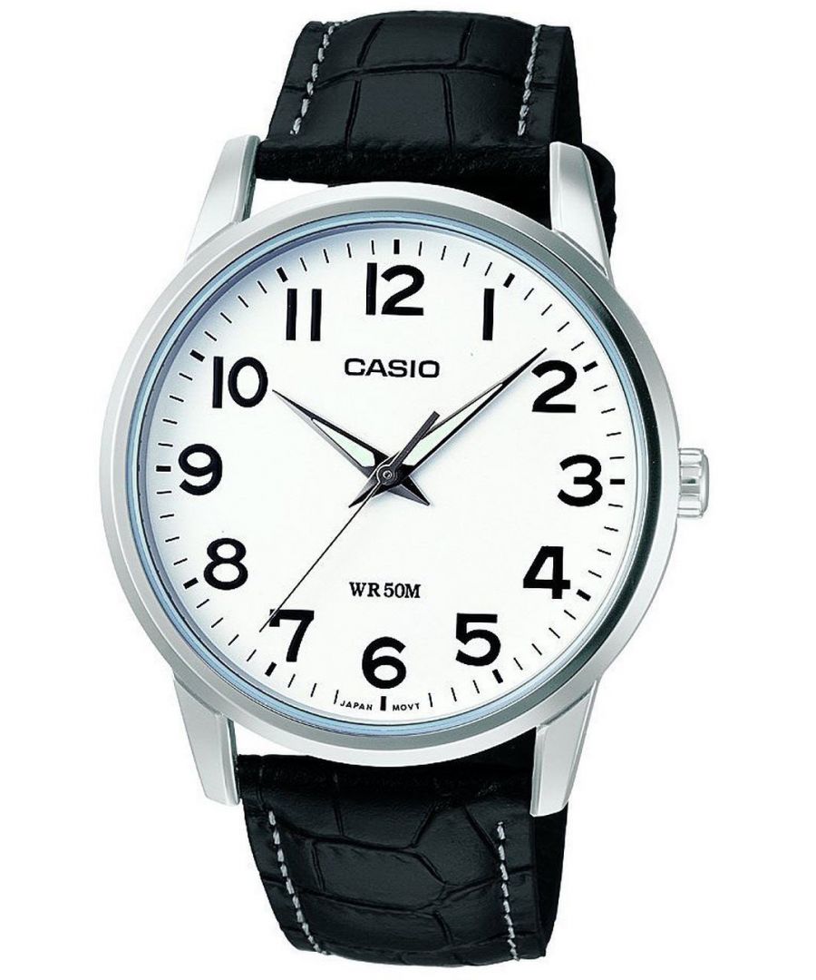 casio collection mens black watch mtp-1303pl-7bveg leather - one size