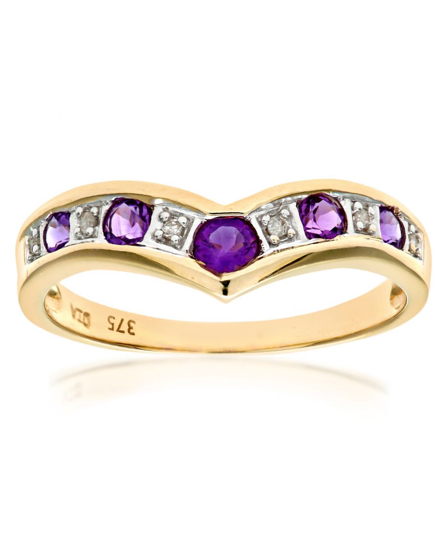Image for 9ct Yellow Gold Ladies Diamond and Amethyst Ring