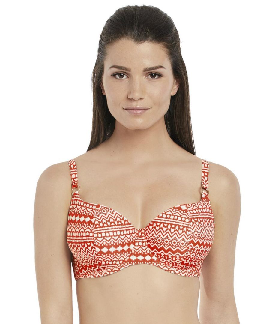 Fantasie Womens 6420 Sidari Underwired Lightly Padded Balcony Bikini Top - Orange - Size 32D