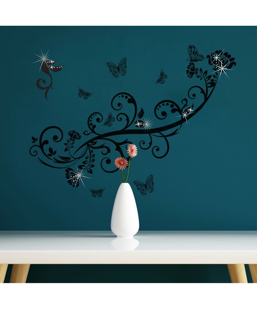 Walplus Mirror Butterflies with Transparent Dandelion Wall Sticker Decorations