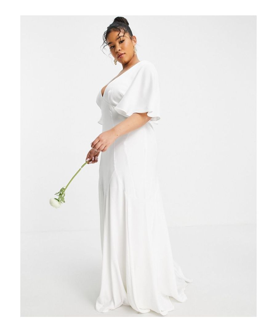 Plus-size dress by ASOS EDITION There's nothing like finding the one V-neck Flutter sleeves Cinched waist Zip-back fastening Regular fit  Sold By: Asos