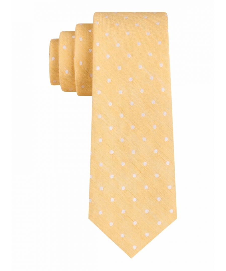 Color: Yellows Size: One Size Pattern: Polka Dot Type: Tie Width: Skinny (Material: Linen Blends