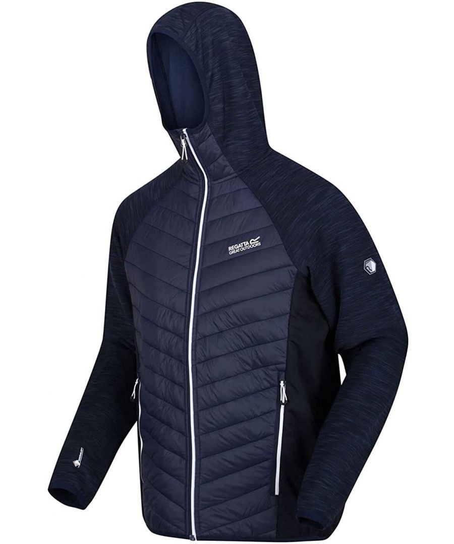 Material: Polyamide. Lining Material: 94% Polyester, 6% Elastane. Filling Material: 94% Polyester, 6% Elastane. Filling: Feather-Free, Recycled. Fabric: Knitted, Soft Touch. Design: Logo, Quilted. Compressible, Extol Stretch Panels, Inner Zip Guard, Insulated, Low Bulk Fill, Padded. Fabric Technology: DWR Finish, Lightweight, Showerproof, Warmloft. Neckline: High-Neck. Sleeve-Type: Long-Sleeved, Raglan. Cuff: Stretch Binding. Hood Features: Grown On Hood, Stretch Binding. Pockets: Inner, 2 Lower Pockets, Zip. Fastening: Full Zip. Hem: Stretch Binding.