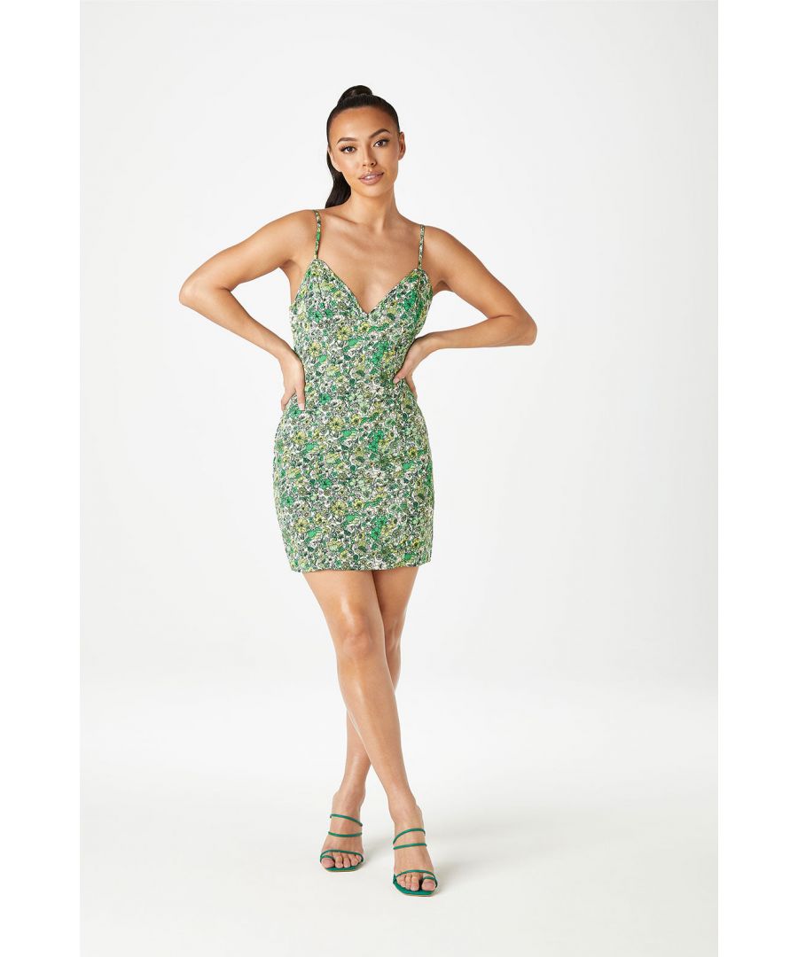 Urban Bliss Womens Green Ditsy Floral Mini Slip Dress - Size 10 UK