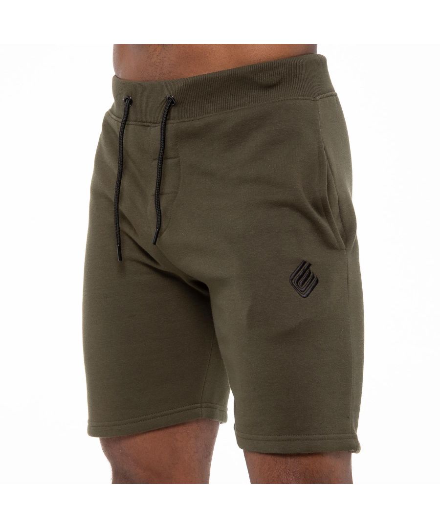 Enzo / Kruze Mens Regular Fit Fleece Shorts in Khaki, 50% Cotton, 50% Polyester,  Elasticated Waist with Drawstring,  Enzo Logo Embroidery on Leg, 2 Pocket Design, Machine Washable, Ideal for Autumn, Winter, Spring Seasons Wear Casually, Sports or Off leisure Occasions.