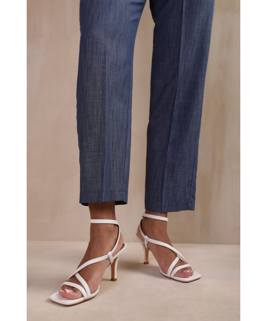 Wheres That From Wheres Womens Austin Multi Strap Cross Over Mid Heels - White - Size UK 7 - Secret Sales