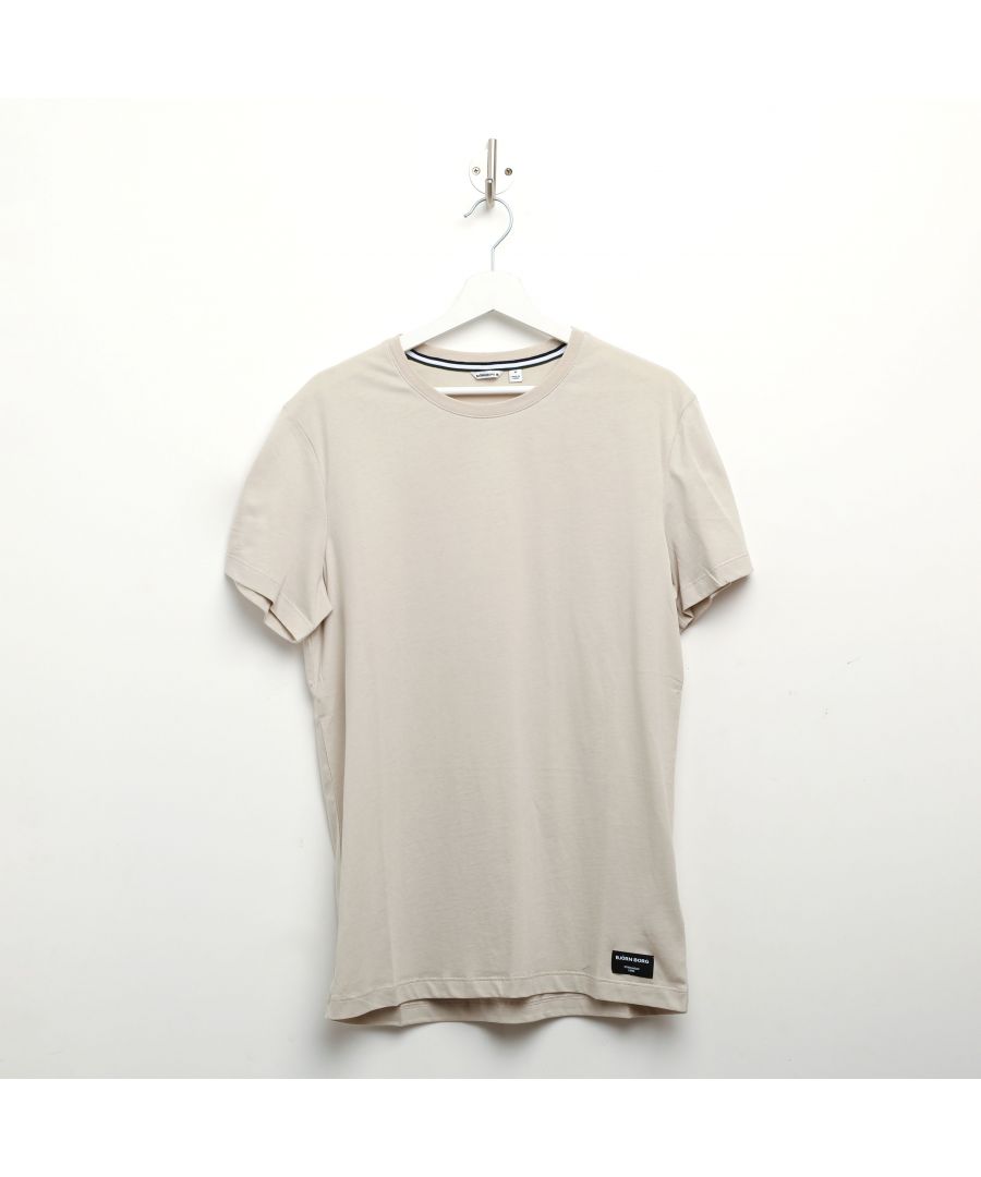 Bjorn Borg Mens Centre T-Shirt in Beige Cotton - Size Small