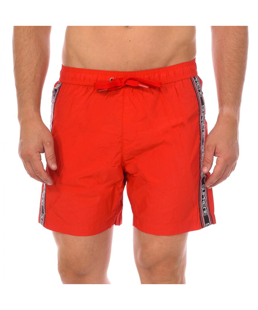 Supreme Saona Mens Print Boxer Swimsuit CM-30060-BP - Red Polyamide - Size X-Large