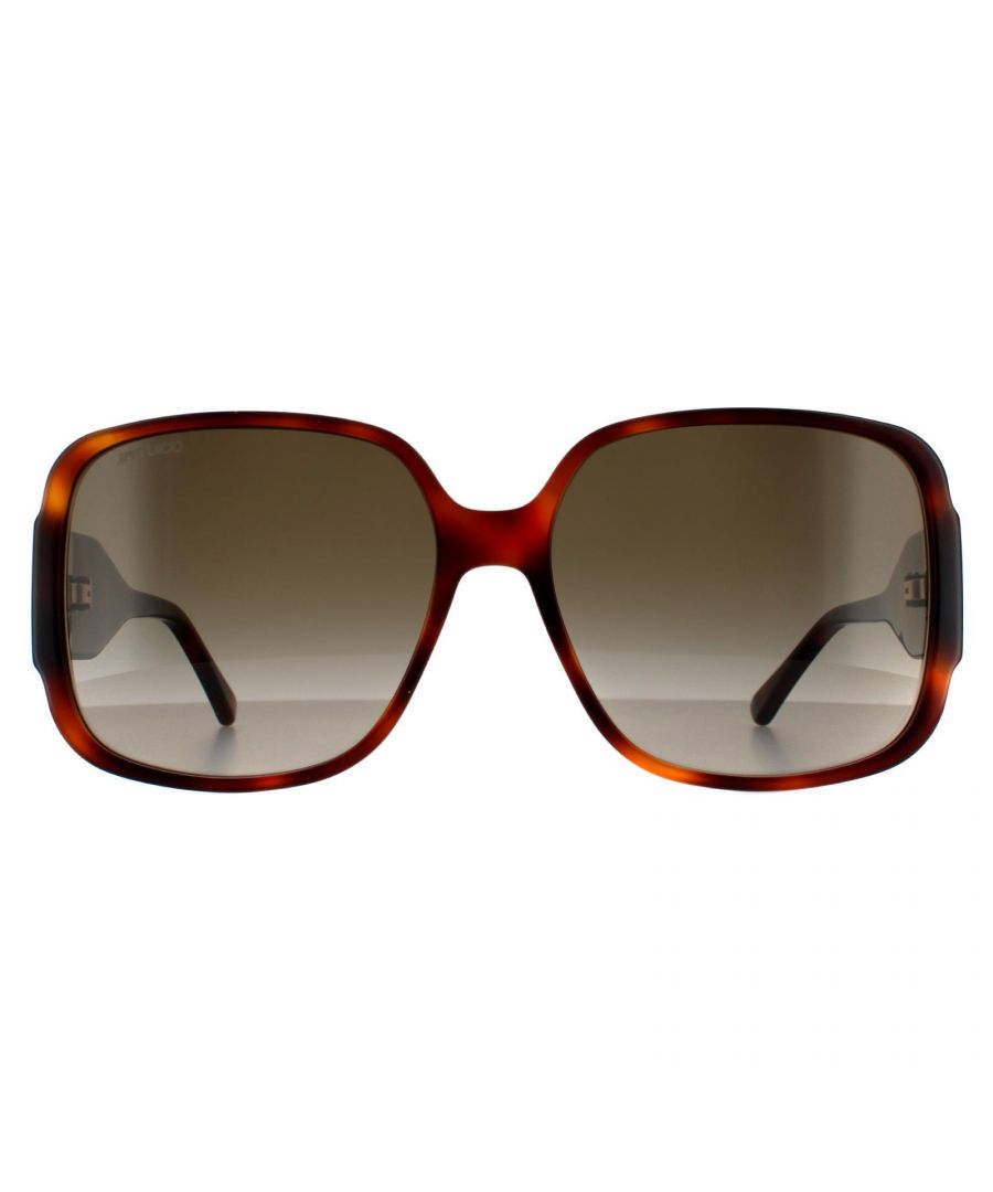 Jimmy Choo Square Womens Havana Brown Gradient 90041091 Jimmy Choo are a square style crafted from lightweight acetate. Rubber nose pads and gradient lenses provide all day comfort. The Jimmy Choo's logo is engraved into the temples for brand authenticity