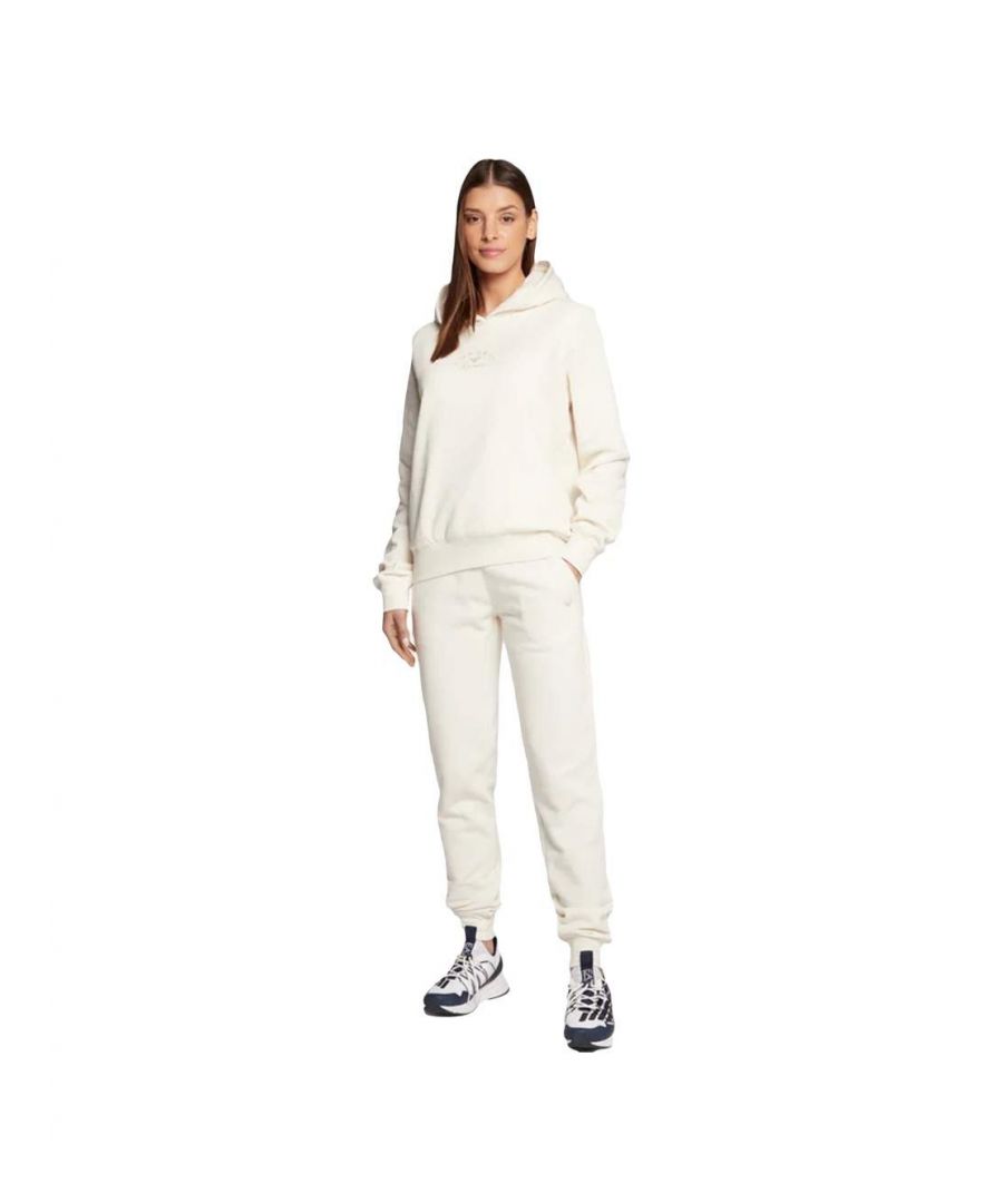 Emporio Armani dames trainingspak met normale pasvorm, beige katoen. Authentieke stadskleding van het merk Emporio Armani - streetwear/sportkledingontwerp van Emporio Armani - Emporio Armani voor damesmode, perfect voor het dagelijks leven - Emporio Armani trainingspak in beige kleur past perfect bij de rest van je kleedkamer - comfortabel katoenmateriaal - klassiek - Set met normale pasvorm -