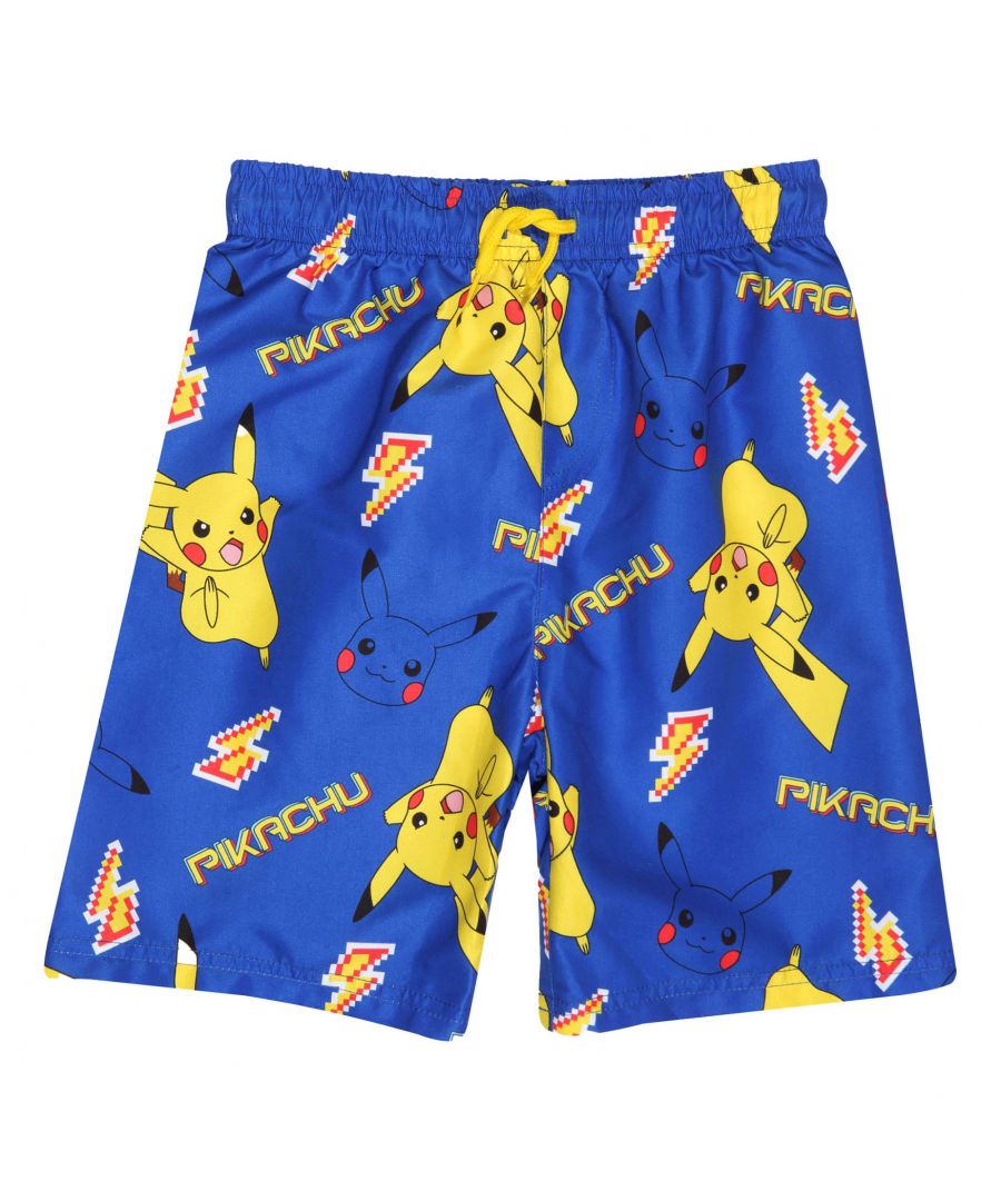 100% Polyester. Design: Printed, Text. Fastening: Drawstring. Fit: Regular. All-Over Print. Length: Above Knee. 100% Officially Licensed. Waistline: Elasticated. Characters: Pikachu.