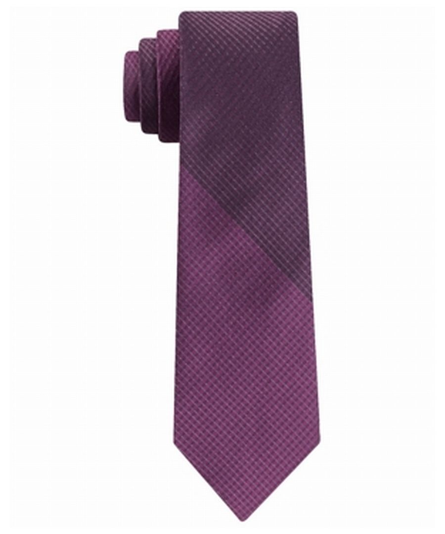 Image for DKNY Men's Neck Tie Purple Lurex Panel Striped Skinny Slim Silk