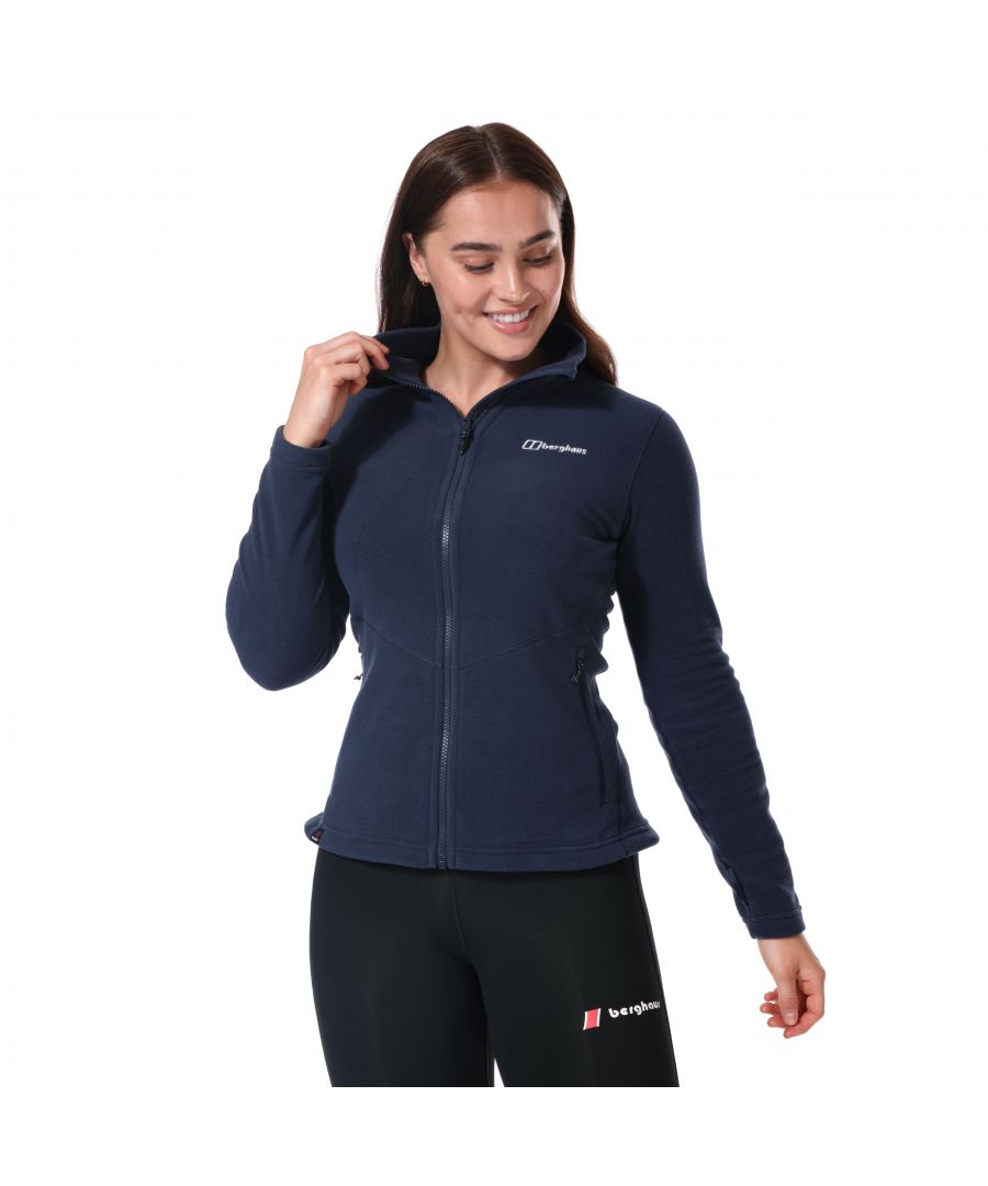 Womens Berghaus Prism Micro Interactive Fleece in dark blue.- High- collar.- Half zip fastening.- Ramp up the warmth with an adjustable single  side hem drawcord.- Polartec® Classic micro fleece.- Regular fit.- Fabric: 100% Polyester.- Ref: 422266R14