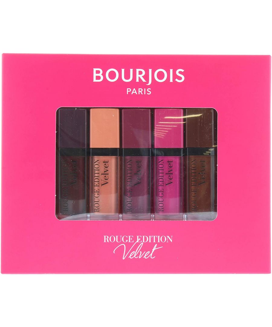 Bourjois' NEW Rouge Edition Velvet lipstick gives bold, matt and long-lasting colour with 24 hr hold. Its lightweight, velvet-feel texture gives extreme comfort for an on-trend smile! Contains the following 5 shades - 23 Chocolate Corset, 24 Dark Cherie, 30 Oranginal, 31 Floribeige, 35 Babe Idole. Would make a great gift.