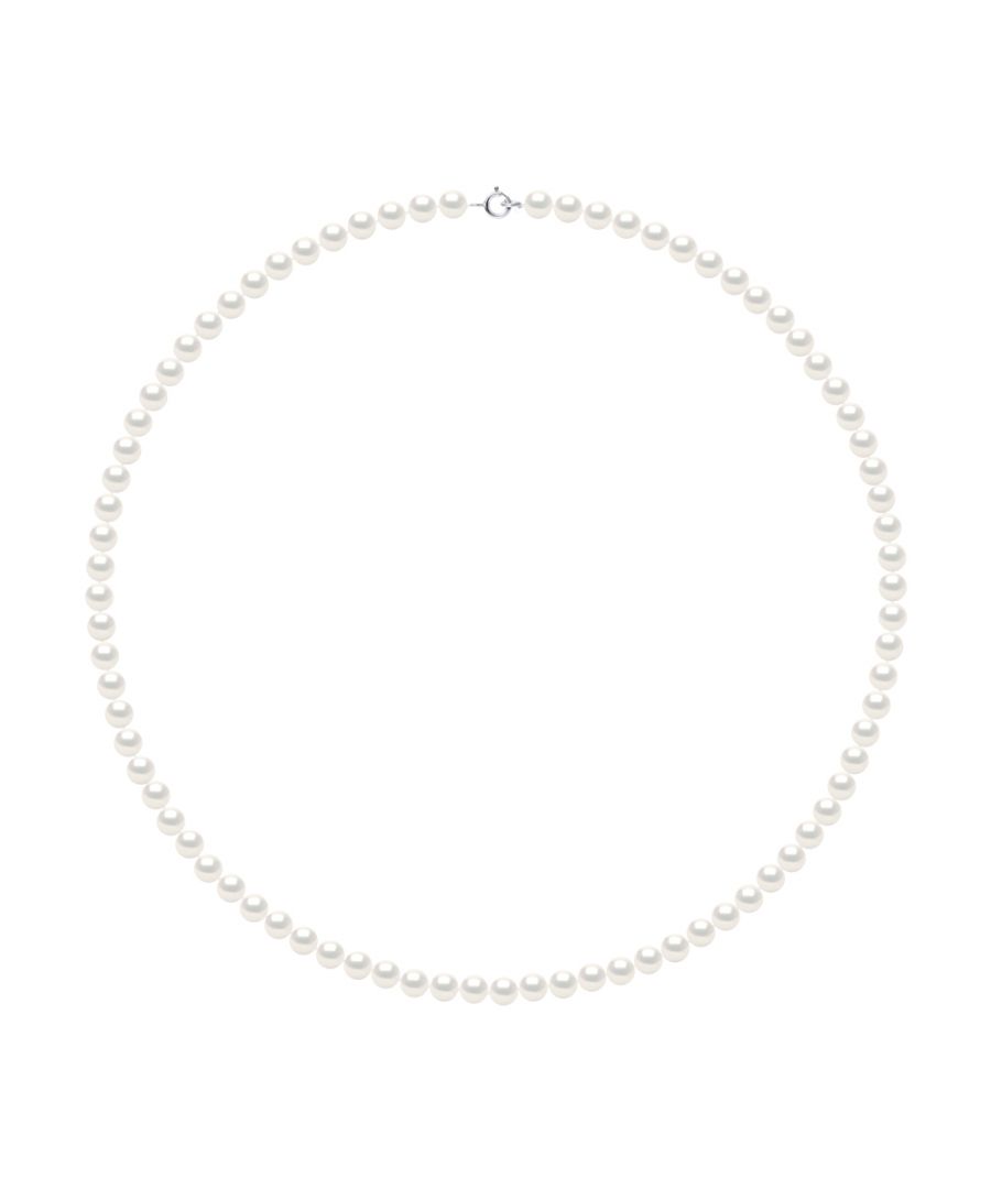 Necklace made with Cultured Freshwater Pearl 5-6mm Button - Natural White Color and spring-loaded clasp 925 Sterling Silver Length 42 cm , 16,5 in - Our jewellery is made in France and will be delivered in a gift box accompanied by a Certificate of Authenticity and International Warranty