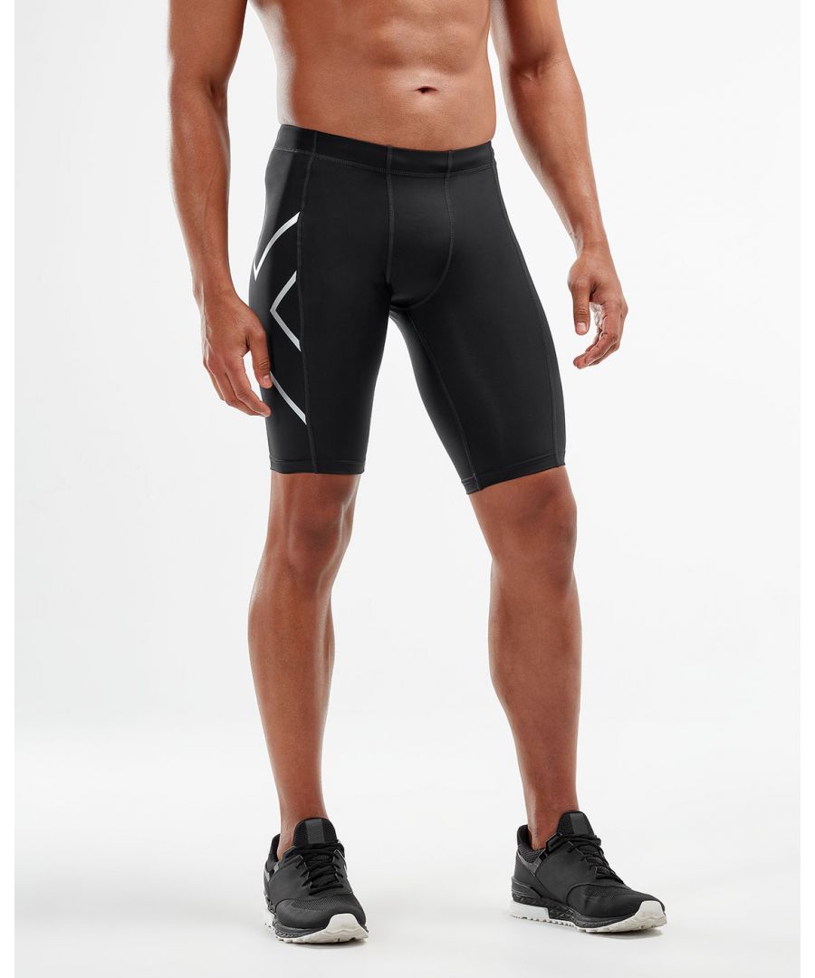 2xu mens core compression shorts black/silver - black & silver nylon - size x-small
