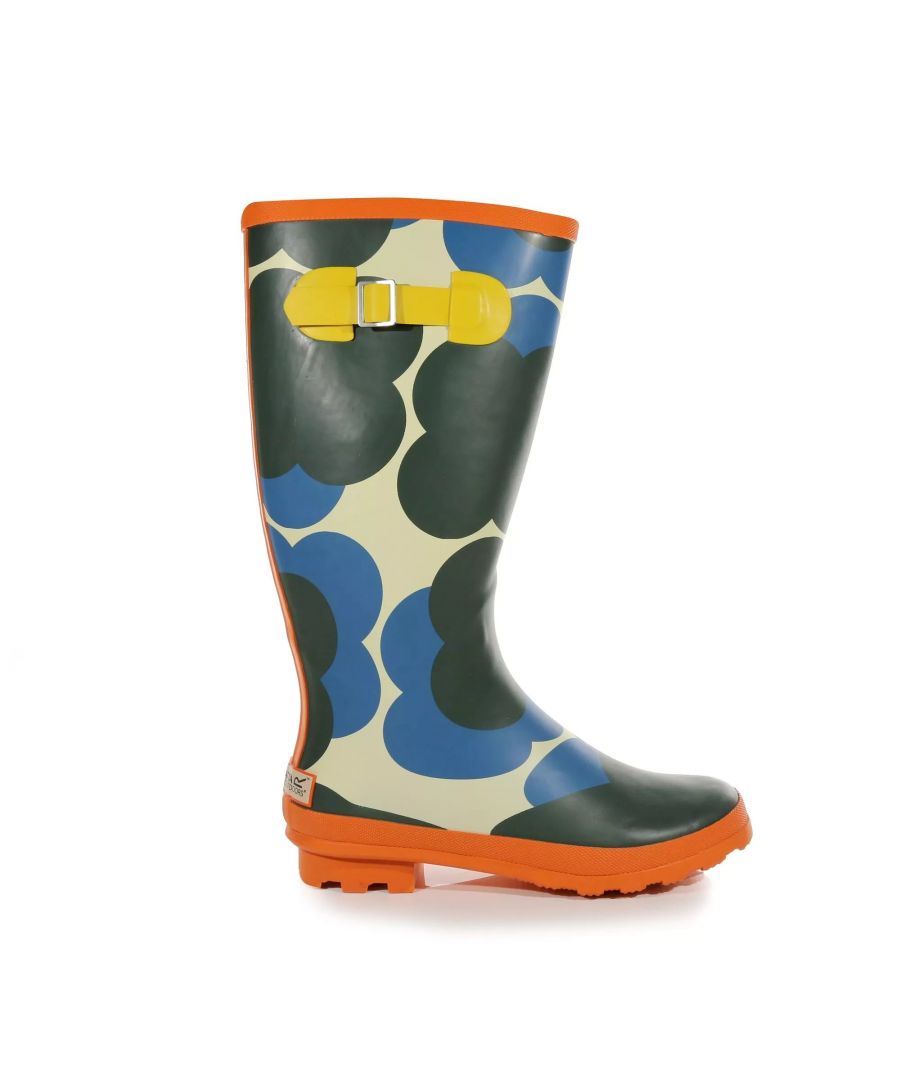 Regatta Womens/Ladies Orla Kiely Shadow Flower Wellington Boots (Blue/Black/Orange) - Size UK 4