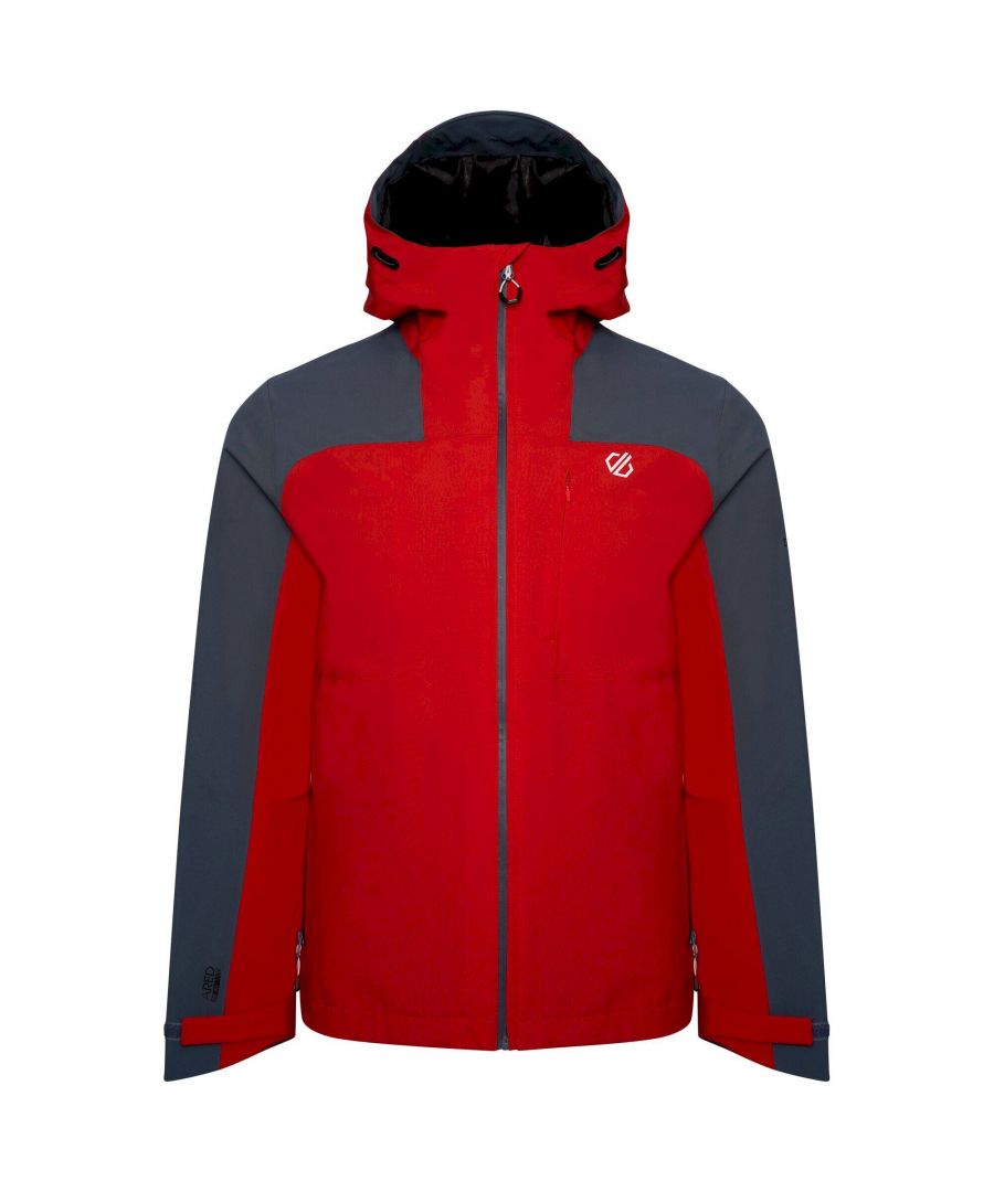 Dare 2B Mens The Jenson Button Edit - Diluent Recycled Waterproof Jacket (Danger Red/Orion Grey) - Size 2XS