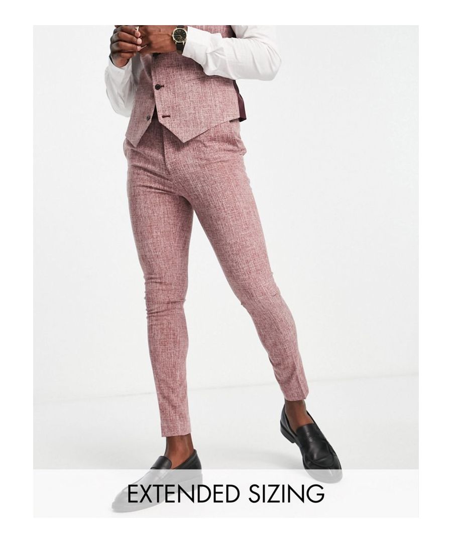 Suit trousers by ASOS DESIGN Do the smart thing Regular rise Belt loops Functional pockets Super-skinny fit Sold by Asos