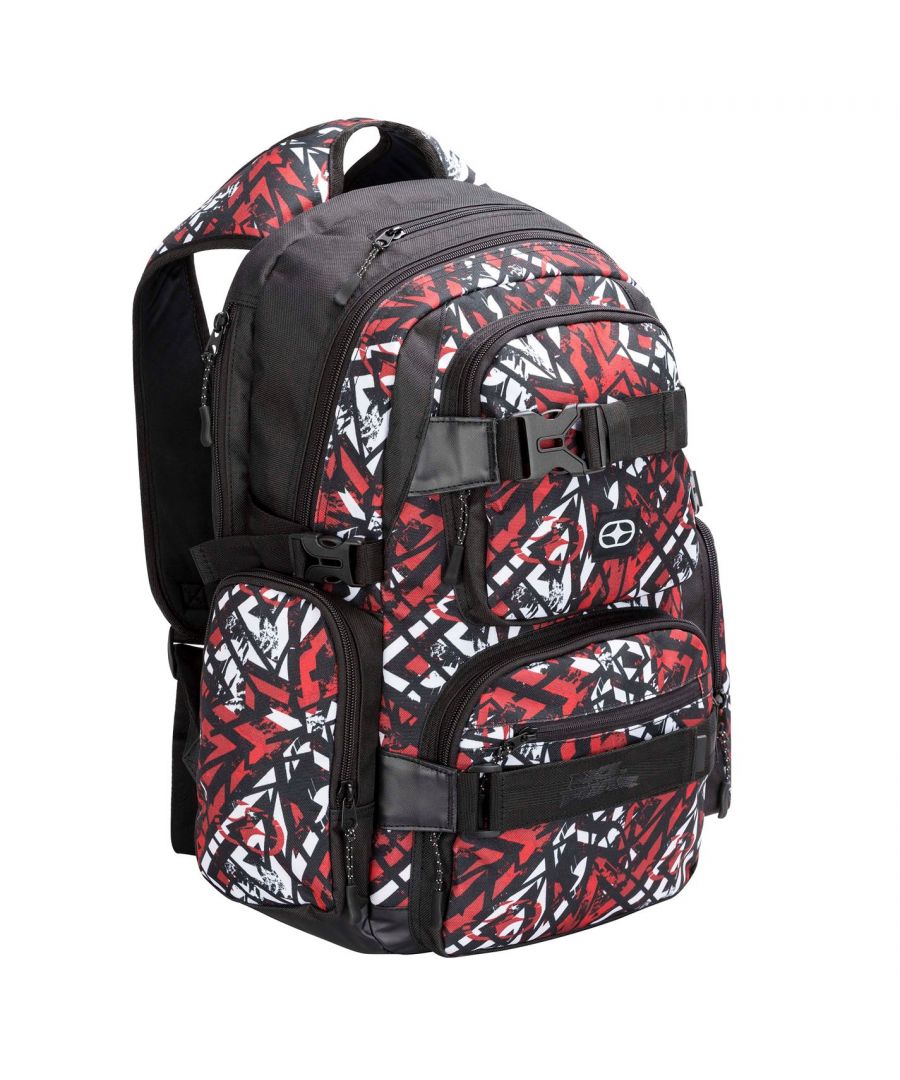 No Fear Skate Backpack - The No Fear Skate Backpack is perfect for everyday use, crafted with a zip fastening main compartment along with additional zip fastening pockets for all your everyday essentials, two straps to the front are perfect for holding a skateboard, an all over print gives a stylish look and padded and adjustable shoulder straps allow for comfortable transportation, completed with the No Fear branding. H:50 x D:37 x D:10cm.  > Backpack > Zip fastening main compartment > Zip fastening pockets > Skateboard straps > Padded and adjustable shoulder straps > All over print > No Fear branding