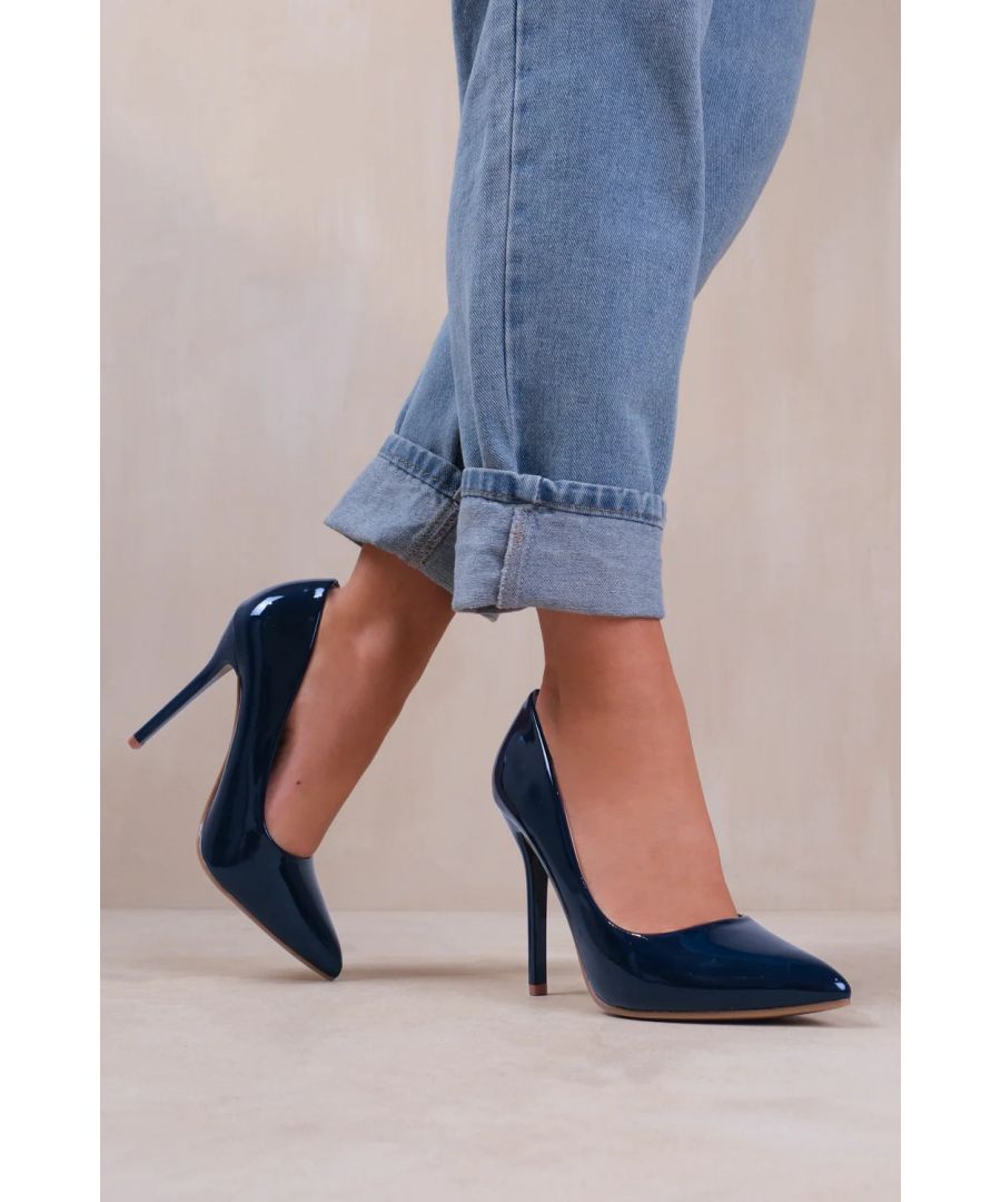 Where's That From Wheres Womens 'Fiji' Wide Fit High Heel Stiletto Pumps - Navy - Size 4 Wide Fit (UK Shoe)