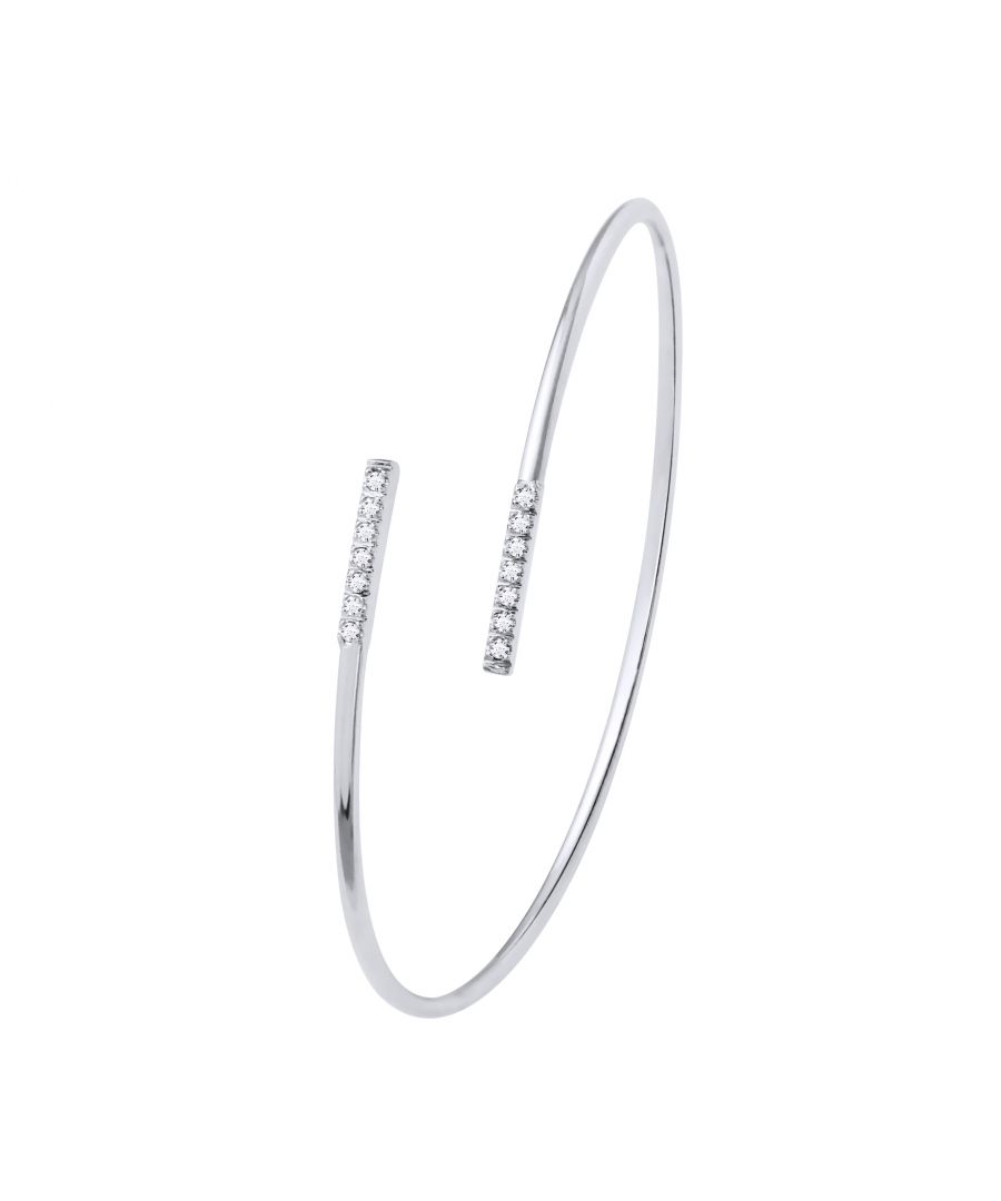 Armband PASSION Diamanten 0,16 Cts (2 x 7 x 0,015 Cts) - Quality HSI (Color H - Quality Si1) - Rush stijve Ouvert- maat verstelbaar - Geschikt voor manchetten 14 en 18 cm - Witgoud 375 duizendsten - garantie 2 jaar op alle fabricage defect - wordt geleverd in een zaak met een certificaat van echtheid en een Internationale Garantie - Al onze juwelen zijn gemaakt in Frankrijk.