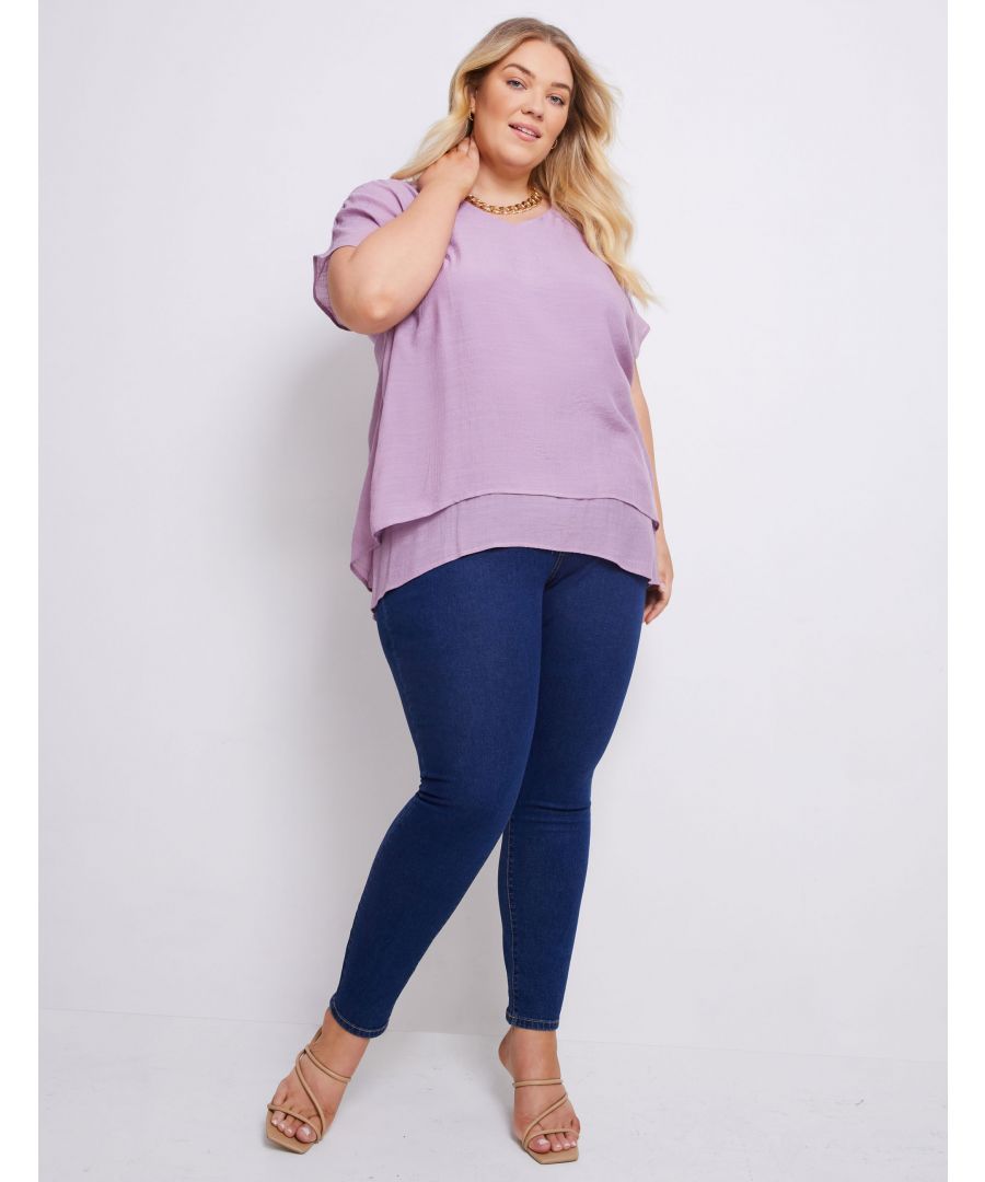 Autograph Extended Sleeve Double Layer V Neck TopMaterial:  68% Viscose / 32% Polyester
