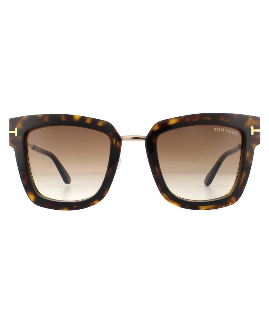 Tom Ford Sunglasses Lara FT0573 52F Dark Havana Rose Gold Brown Gradient