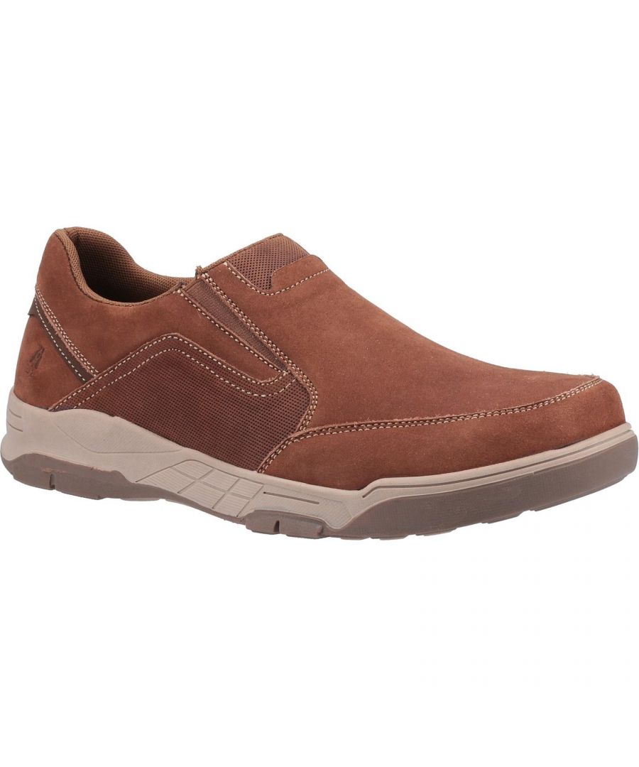 Upper: Leather. Lining: Breathable. Insole: Memory Foam. Outsole: Rubber, Treaded. Sole Features: Hardwearing. Fastening: Slip-on. Padded Collar, Stretch Inserts, Textile Sock. Flat. Stitching: Double Line, Overlay. Design: Panel, Perforated.