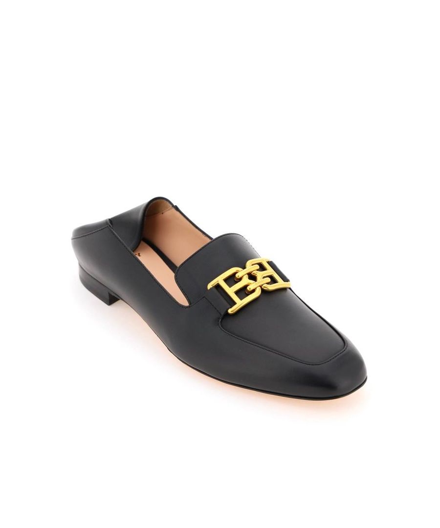 Ellah calf leather loafers by Bally enriched with the gold-finished metal B-Chain detail with engraved signature. Collapsible heel, leather lining and leather sole.