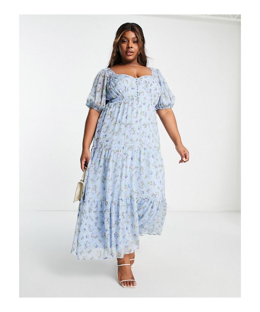 Plus-size dress by ASOS Curve A round of applause for the dress Sweetheart neck Puff sleeves Tie and zip-back fastenings Regular fit  Sold By: Asos
