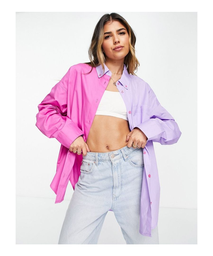 Shirt by ASOS DESIGN Button-down collar Button placket Chest pocket Oversized fit  Sold By: Asos