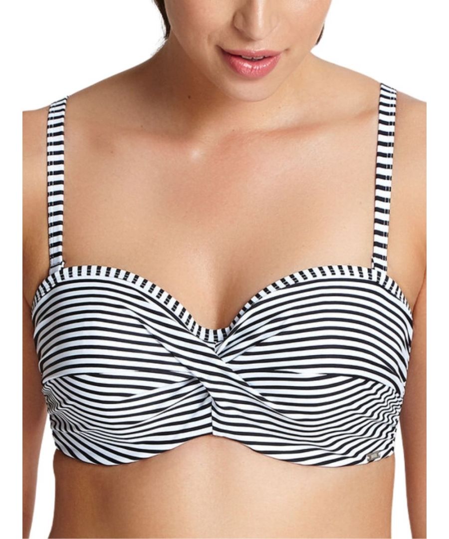 Panache Womens Anya Stripe Multiway Bikini Top - Black Polyamide - Size 40F