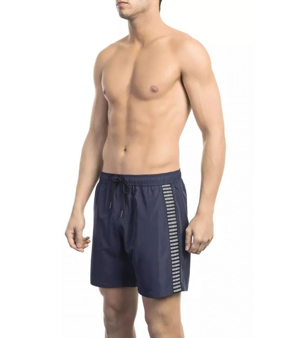 Bikkembergs Mens Swim Shorts with Back Pocket and Elastic Waistband - Blue - Size 2XL