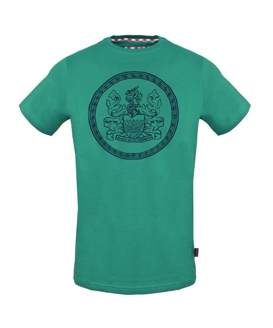 Aquascutum Circle Aldis Logo Green T-Shirt. Aquascutum Circle Aldis Logo Green T-Shirt. Crew Neck, Short Sleeves. Stretch Fit 95% Cotton 5% Elastane. Regular Fit, Fits True To Size. Style TSIA17 32