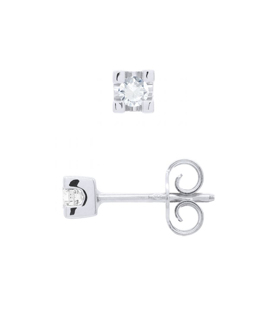 Earrings Solitaire Diamonds 0,15 Cts - 2 x 0,075 Cts - White Gold 750 (18 Carats) - set 4 claw - Push System - HSI Quality - Our jewellery is made in France and will be delivered in a gift box accompanied by a Certificate of Authenticity and International Warranty