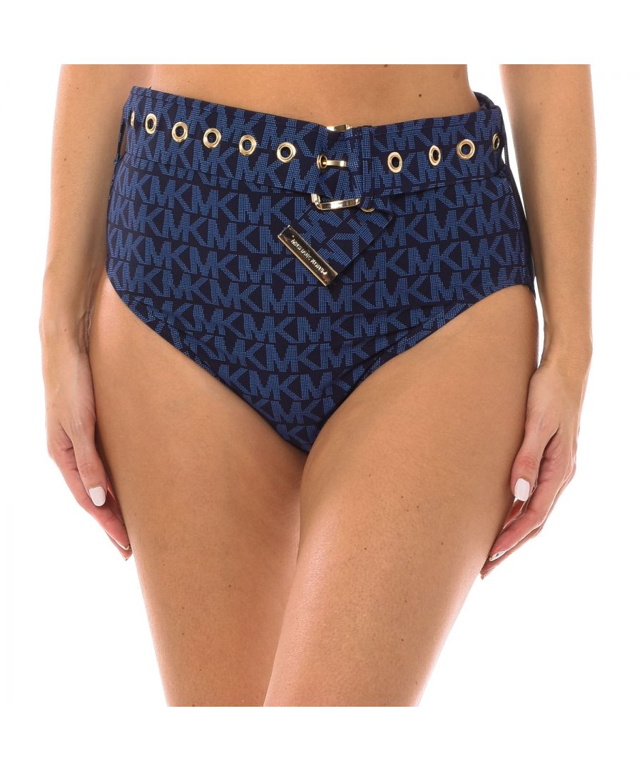 Michael Kors Womenss high-waist bikini bottom MM2N025 - Blue - Size Small