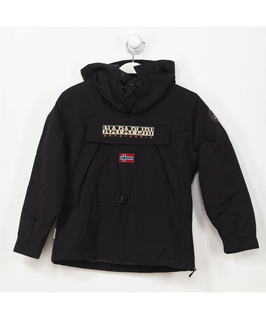 Napapijri Boys GA4EPI boy's jacket with hood and velcro cuffs - Black - Size 8Y