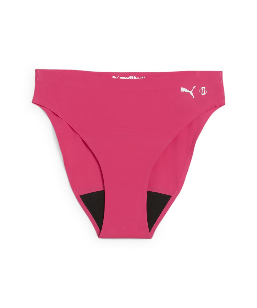 Puma x Modibodi Womens Seamfree Moderate-Heavy Active Bikini Briefs - Pink - Size Small