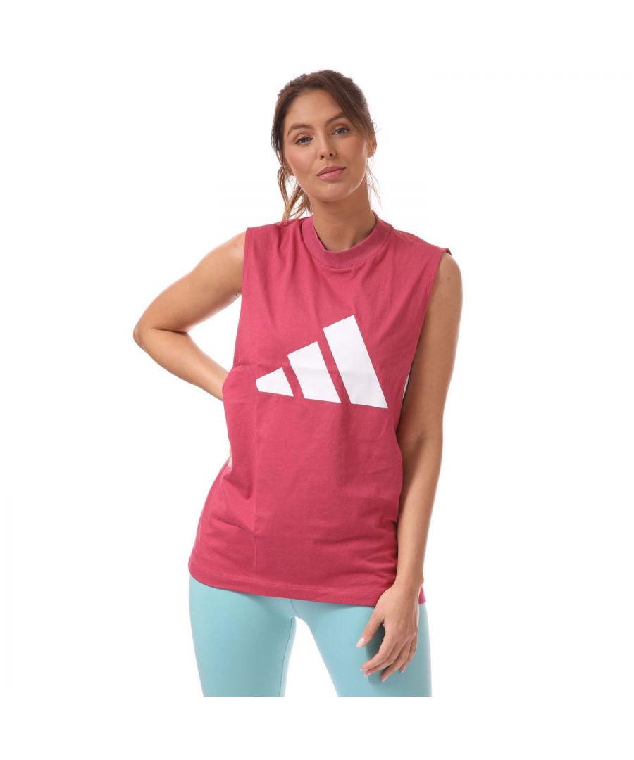 adidas Womenss Sportswear Mesh Tank Top in Pink Cotton - Size UK 12-14 (Womens)
