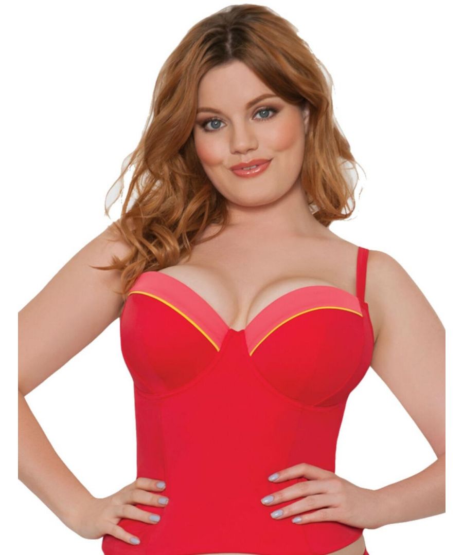 Curvy Kate Womens Bon Voyage Padded Balcony Tankini Top - Red - Size 30E