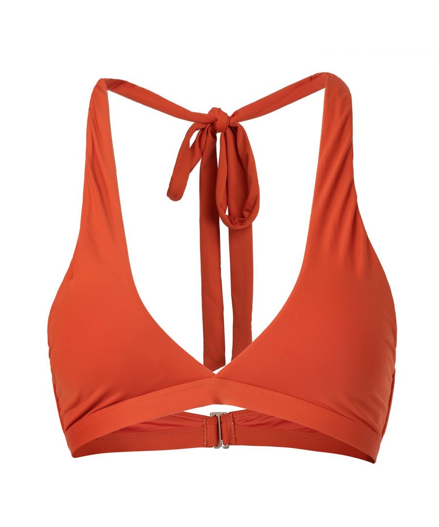Firetrap Plunge Bikini Top with adjustable tied halter straps, metallic fastening and a secure fit. This top is finished with a Firetrap metallic logo to the back.