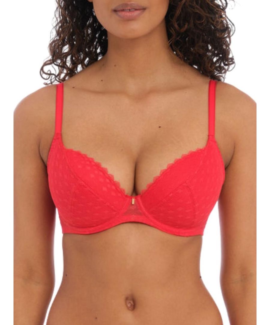 Freya Womens Signature Padded Plunge Bra - Red Nylon - Size 38E