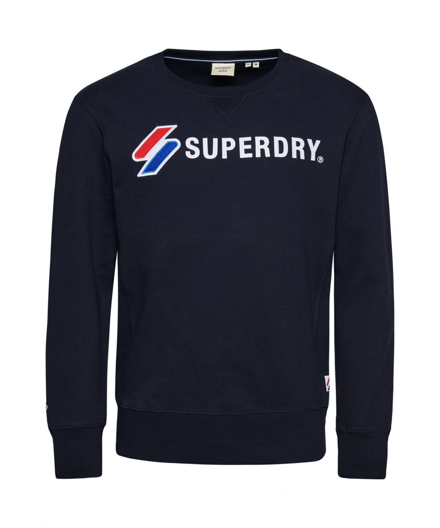Get a sporty look and push your relaxed outfit to the next level with our Sportstyle Applique Sweatshirt.Relaxed fit – the classic Superdry fit. Not too slim, not too loose, just right. Go for your normal sizeCrew necklineSoft liningLong sleevesRibbed cuffs and hemApplique graphicsSignature logo patches