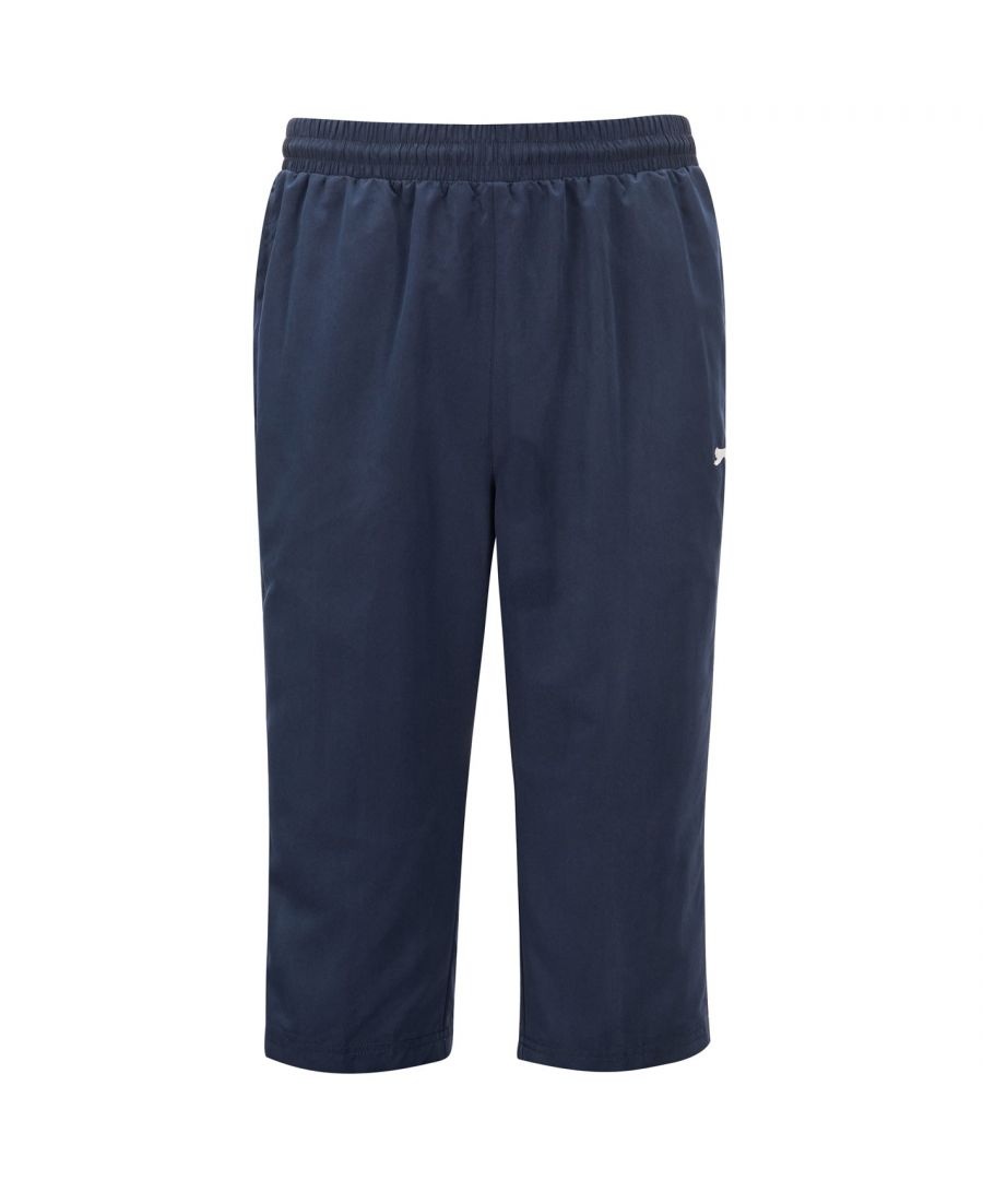 Slazenger Three Quarter Tracksuit Bottoms Mens The Slazenger Three Quarter Tracksuit Bottoms are great for Summer and serve up a comfortable fit thanks to the lightweight construction with an elasticated waistband and drawstring fastening. These track pants also feature two zipped pockets and are complete with the Slazenger 3D logo embroidered on the front. > Men's Tracksuit Bottoms > 3/4 Length > Elasticated Waist > Internal Drawstring > 2 Zipped Front Pockets > Regular Fit > Soft Material > Embroidered Logo > Slazenger Branding > 100% Polyester > Machine Washable at 40 Degrees > Keep Away From Fire