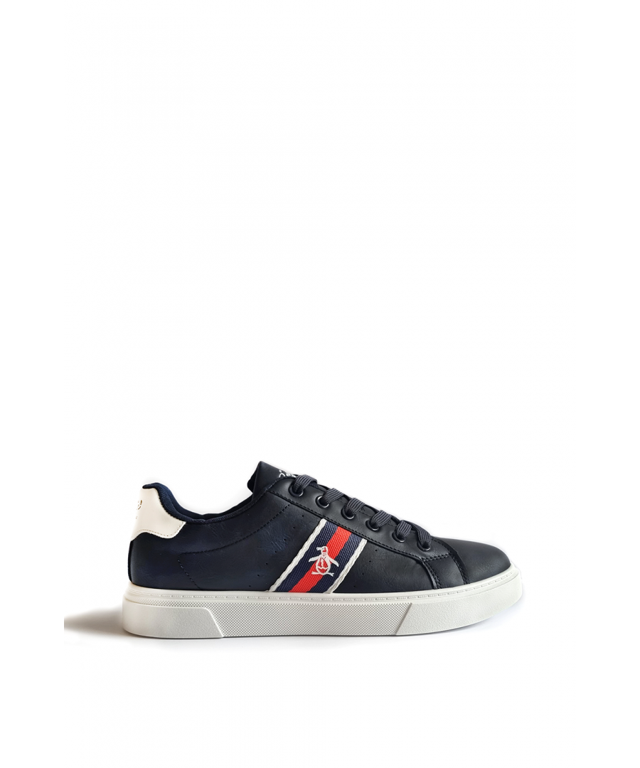 Original Penguin Mens 'PLANE 2' Cupsole Trainer - Navy Pu - Size UK 7