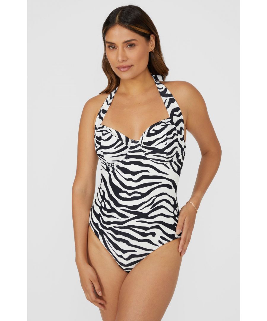 Gorgeous Womens Zebra Swimsuit - Black/White Polyamide - Size 32DD